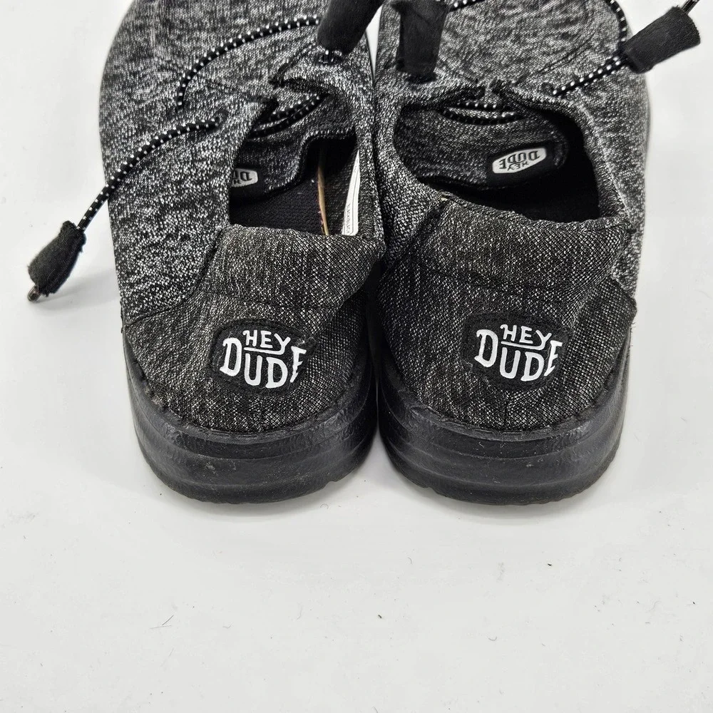 Hey Dude Wendy Sport Knit Black White Marled Loafers Shoes Womens 6 Comfort